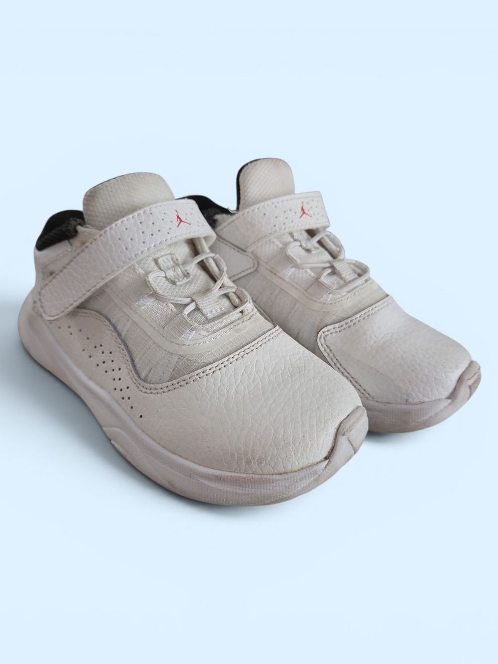Kids White Jordan Sneakers with Velcro Closure